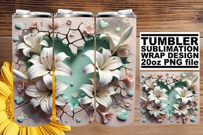 ideal for your creative projects! , Customizable tumbler wrap, 3D Heart Sublimation afrosvg 