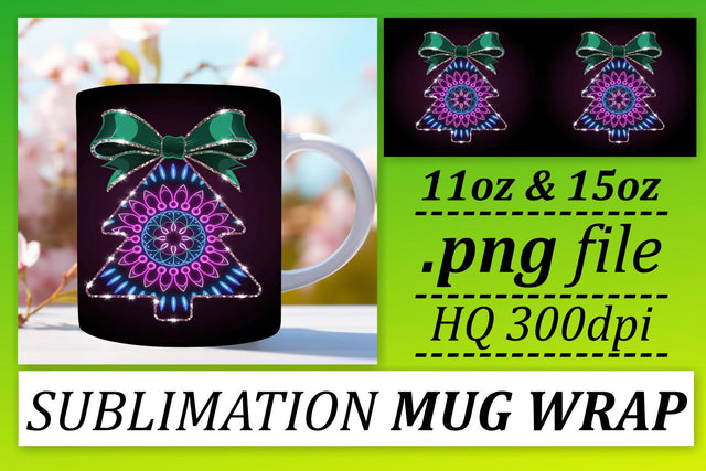 ideal for your drinkware collection! , Stylish mug designs, Neon Xmas Sublimation afrosvg 