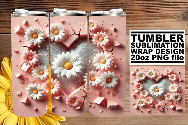 ideal for your unique projects! , Stylish 20oz wrap, 3D Heart Sublimation afrosvg 