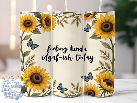 Idgaf Butterfly Sunflower 20oz Tumbler Wrap, Butterfly Tumbler Design, Idgaf Tumbler, 20oz Tumbler Sublimation, Sarcastic Tumbler, Funny Tumbler Wrap, Trendy Tumbler Design Sublimation ToriDesigns 