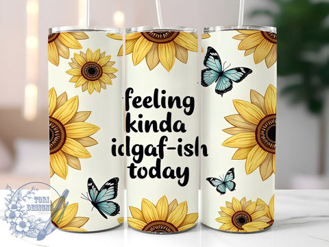 Idgaf Butterfly Sunflower 20oz Tumbler Wrap, Butterfly Tumbler Design, Idgaf Tumbler, 20oz Tumbler Sublimation, Sarcastic Tumbler, Funny Tumbler Wrap, Trendy Tumbler Design Sublimation ToriDesigns 