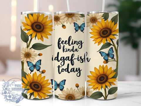 Idgaf Butterfly Sunflower 20oz Tumbler Wrap, Butterfly Tumbler Design, Idgaf Tumbler, 20oz Tumbler Sublimation, Sarcastic Tumbler, Funny Tumbler Wrap, Trendy Tumbler Design Sublimation ToriDesigns 