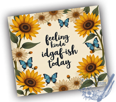 Idgaf Butterfly Sunflower 20oz Tumbler Wrap, Butterfly Tumbler Design, Idgaf Tumbler, 20oz Tumbler Sublimation, Sarcastic Tumbler, Funny Tumbler Wrap, Trendy Tumbler Design Sublimation ToriDesigns 