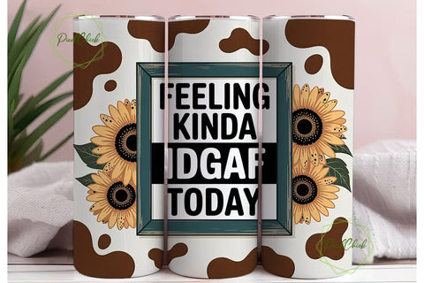 IDGAF Sunflower Cow Print 20oz Tumbler Sublimation PixelChick 