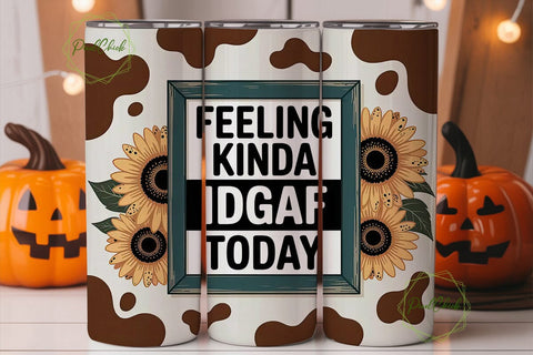 IDGAF Sunflower Cow Print 20oz Tumbler Sublimation PixelChick 
