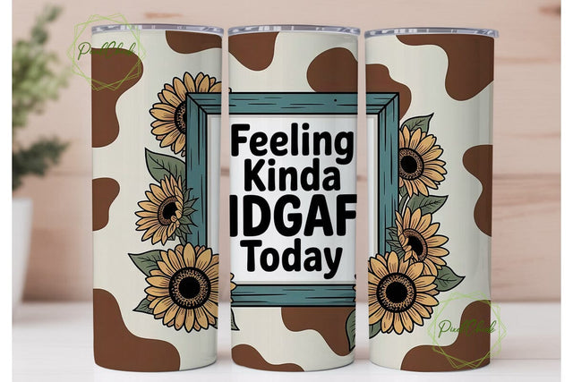 IDGAF Sunflower Cow Print 20oz Tumbler Sublimation PixelChick 