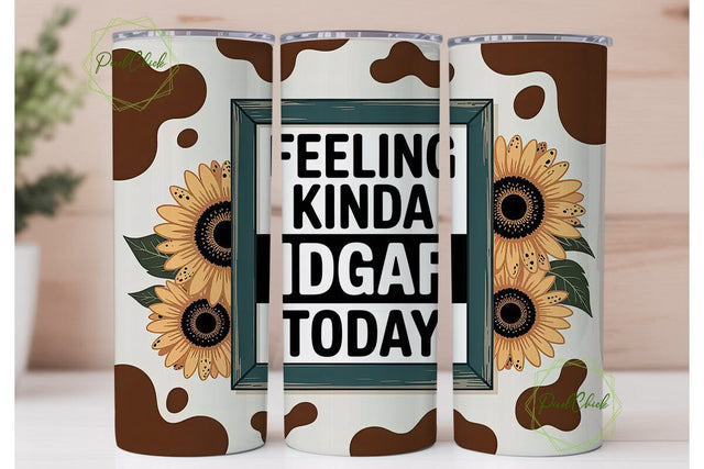 IDGAF Sunflower Cow Print 20oz Tumbler Sublimation PixelChick 