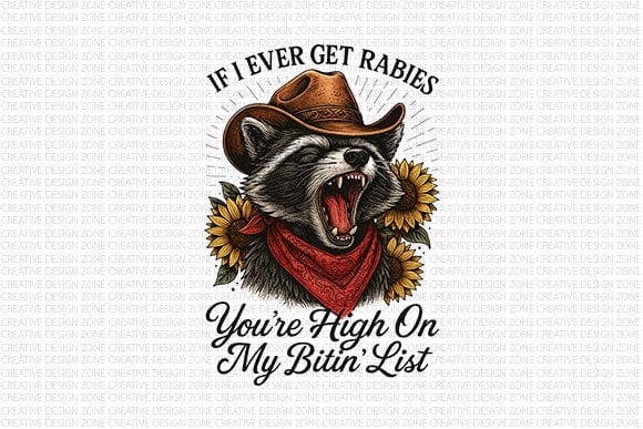 If I Ever Get Rabies PNG Funny Raccoon Cowboy Quote Design SVG BillahCrafts 