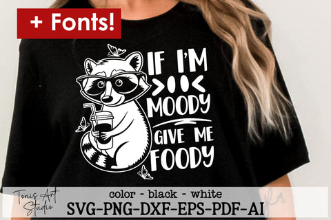 If I'm moody give me foody svg, funny racoon quote svg, sarcastic animal svg, racoon png sublimation, cricut, silhouette cut files SVG TonisArtStudio 