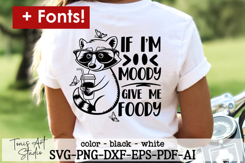 If I'm moody give me foody svg, funny racoon quote svg, sarcastic animal svg, racoon png sublimation, cricut, silhouette cut files SVG TonisArtStudio 