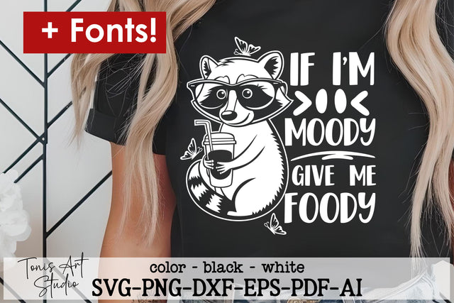 If I'm moody give me foody svg, funny racoon quote svg, sarcastic animal svg, racoon png sublimation, cricut, silhouette cut files SVG TonisArtStudio 