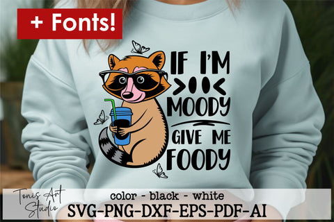If I'm moody give me foody svg, funny racoon quote svg, sarcastic animal svg, racoon png sublimation, cricut, silhouette cut files SVG TonisArtStudio 