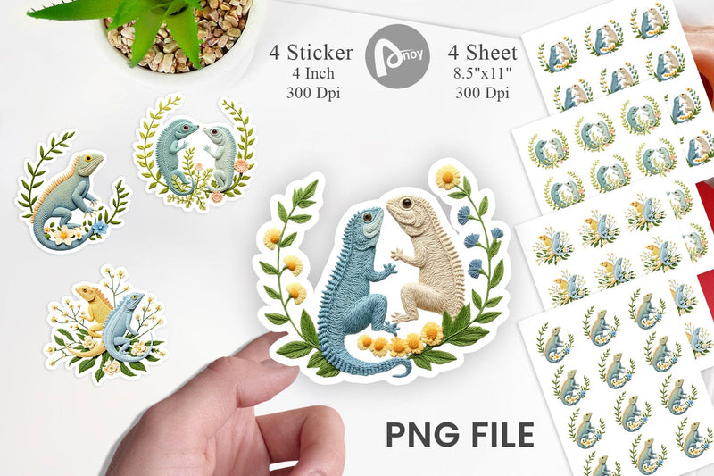 Iguana Embroidery Sticker Sublimation artnoy 