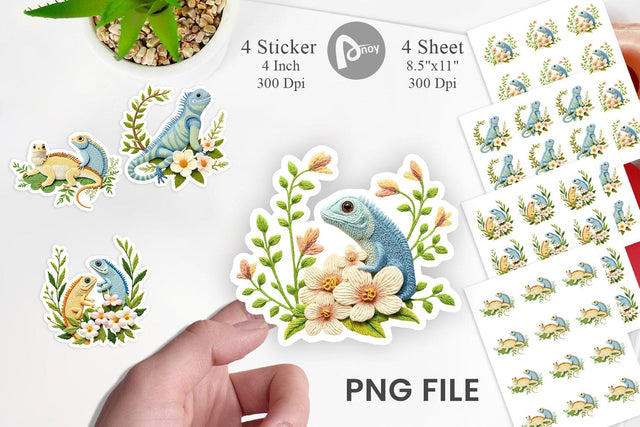 Iguana Embroidery Sticker Sublimation artnoy 