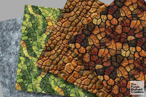 Illustrated Dinosaur Skin Scale Digital Paper - Prehistoric Jurassic Digital Pattern Fine Purple Elephant Creations 