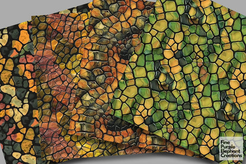 Illustrated Dinosaur Skin Scale Digital Paper - Prehistoric Jurassic Digital Pattern Fine Purple Elephant Creations 