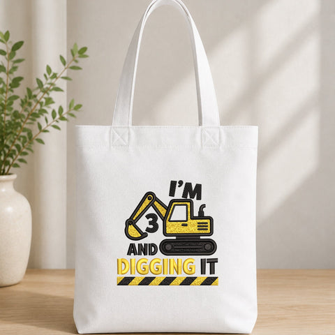 I’m 3 and Digging It Machine Embroidery Design – 3rd Birthday Excavator Embroidery File Embroidery/Applique DESIGNS PatternFeed8 