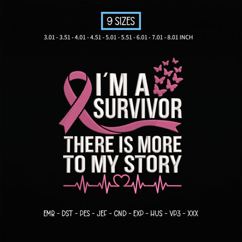 I'm a Survivor Breast Cancer Embroidery Design – Pink Ribbon Butterfly Cancer Survivor Inspirational Machine Embroidery File Embroidery/Applique DESIGNS PatternFeed8 