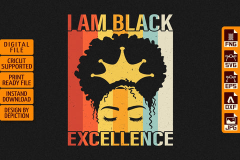 I'm Black Excellence Afro Queen T-Shirt, Pride Month Shirt, Black History Month Shirt Print Template Sketch DESIGN Depiction Studio 