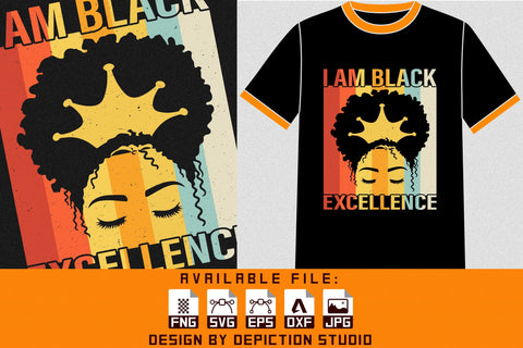 I'm Black Excellence Afro Queen T-Shirt, Pride Month Shirt, Black History Month Shirt Print Template Sketch DESIGN Depiction Studio 