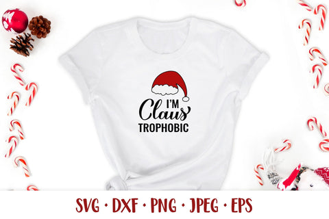 I’m Claus-Trophobic SVG. Funny Christmas quote shirt design SVG LaBelezoka 