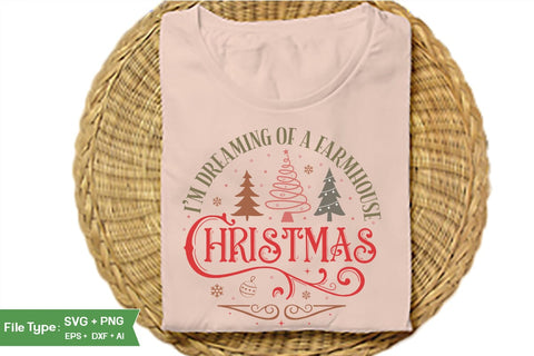 I'm Dreaming Of A Farmhouse Christmas Round Sign SVG Design, Farmhouse Christmas Round Sign SVG Design, Christmas SVG Design, SVGs, Food & Drink, Print & Cut, Quotes and Sayings SVG DesignPlante 503 