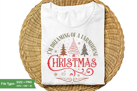 I'm Dreaming Of A Farmhouse Christmas Round Sign SVG Design, Farmhouse Christmas Round Sign SVG Design, Christmas SVG Design, SVGs, Food & Drink, Print & Cut, Quotes and Sayings SVG DesignPlante 503 