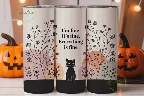 I'm Fine Cat 20oz Tumbler Wrap Sublimation PixelChick 