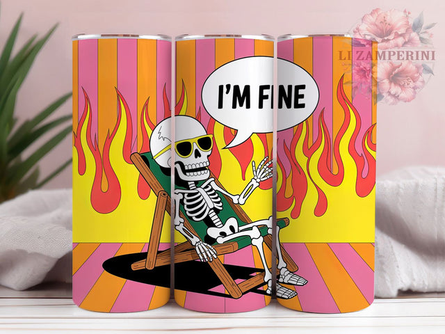 I’m Fine Skeleton 20oz Tumbler, I’m Fine Wrap, Funny Sublimation Design, Sarcastic Quote PNG, Skeleton Humor Tumbler, 20oz Tumbler Sublimation Li Zamperini 