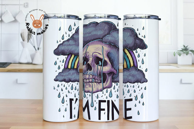 I'm Fine Snarky Skeleton Tumbler Png, Sarcastic Png, Funny Sublimation Design, Skeleton Clipart Sublimation Rabbitmakies 