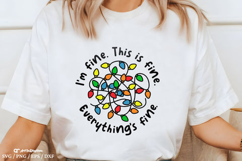 I'm fine This is fine Everything's fine Svg, Funny Shirt Svg, Christmas Lights Svg, Christmas Svg SVG Artinrhythm shop 