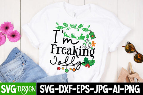 I'm Freaking Jolly SVG Cut File, I'm Freaking Jolly SVG Design,I'm Freaking Jolly SVG Quotes, Christmas SVG Quotes, Merry Christmas SVG Design, Christnmas Sublimation PNG SVG BlackCatsMedia 
