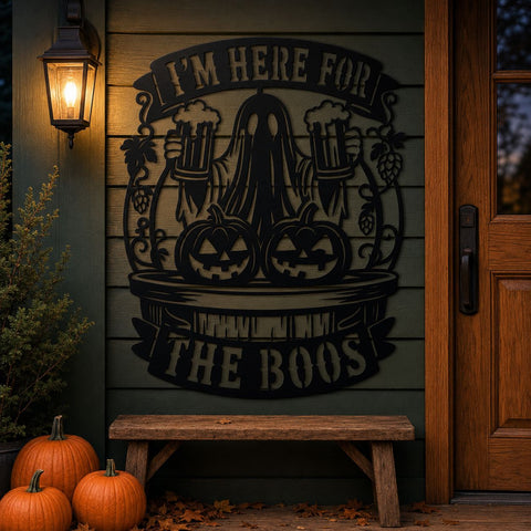 I'm Here for the Boos Laser SVG | Halloween Beer Sign DXF | Ghost & Pumpkins Metal Art | Brewery Bar Decor CNC File SVG HappyDesignStudio 