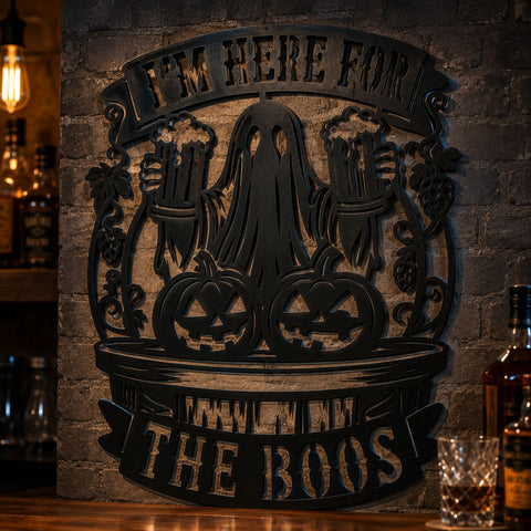 I'm Here for the Boos Laser SVG | Halloween Beer Sign DXF | Ghost & Pumpkins Metal Art | Brewery Bar Decor CNC File SVG HappyDesignStudio 