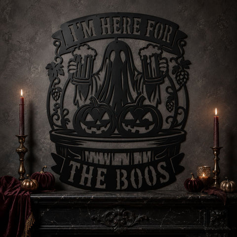 I'm Here for the Boos Laser SVG | Halloween Beer Sign DXF | Ghost & Pumpkins Metal Art | Brewery Bar Decor CNC File SVG HappyDesignStudio 