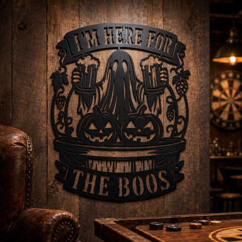 I'm Here for the Boos Laser SVG | Halloween Beer Sign DXF | Ghost & Pumpkins Metal Art | Brewery Bar Decor CNC File SVG HappyDesignStudio 
