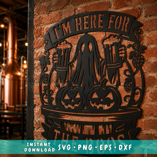 I'm Here for the Boos Laser SVG | Halloween Beer Sign DXF | Ghost & Pumpkins Metal Art | Brewery Bar Decor CNC File SVG HappyDesignStudio 