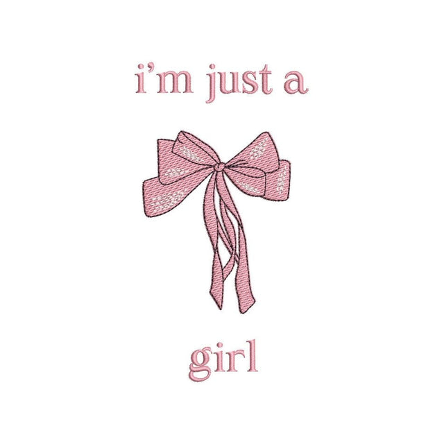 I'm Just a Girl Phrase with Pink Bow Machine Embroidery Design, 3 sizes, Instant Download Embroidery/Applique DESIGNS Nino Nadaraia 