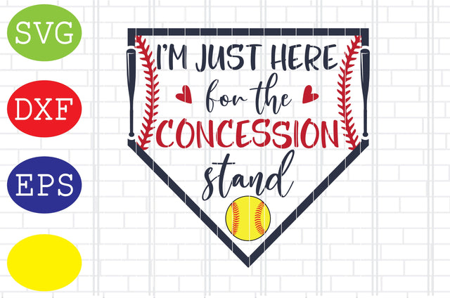 I'm Just Here For The Concession Stand Svg, Softball Silhouette, Softball File, Baseball Cut File, Sport Svg, Jpg, Eps, Dxf Files SVG DigitalSvgFiles 
