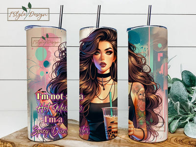 I'm Not a Hot Mess, I'm A Spicy Disaster 20 oz Skinny Tumbler Sublimation Design Digital Download PNG Sublimation iStyleDesign 