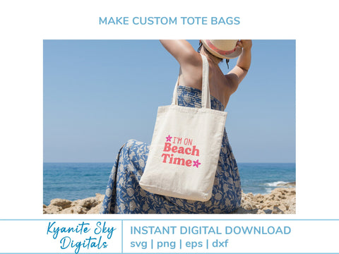 I'm on Beach Time SVG summer vacation quote with tropical flowers SVG Kyanite Sky Digitals 