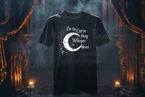 I'm the Curse They Whisper About SVG PNG JPG – Watercolor Crescent Moon Clipart – Witchy Quote Sublimation Design – Hand Drawn Moon Graphic SVG Willow Paige Farms 
