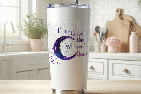 I'm the Curse They Whisper About SVG PNG JPG – Watercolor Crescent Moon Clipart – Witchy Quote Sublimation Design – Hand Drawn Moon Graphic SVG Willow Paige Farms 