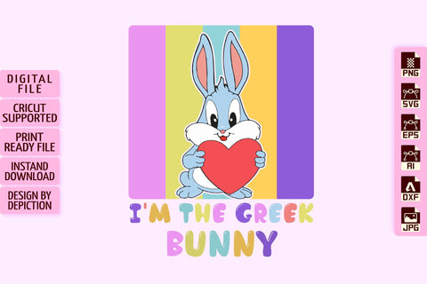 I'm The Greek Bunny Vintage T-Shirt, Easter Day Shirt, Bunny Shirt Print Template Sketch DESIGN Depiction Studio 
