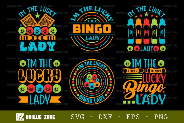 I'm The Lucky Bingo Lady SVG Bingo Games Bingo Gift Crazy Bingo Lover Tshirt Bundle Bingo Quotes Design, TG 0034 SVG Unique Zone 