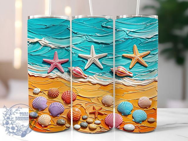 Impasto Beach Starfish 20oz Tumbler, Impasto Starfish, Beach Starfish, Starfish Tumbler, 20oz Tumbler, Impasto Tumbler, Beach Tumbler, Tumbler Wrap Sublimation ToriDesigns 