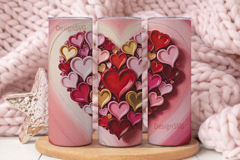 Impasto Heart 20oz Tumbler Wrap Sublimation DesignSVG 