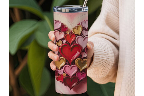 Impasto Heart 20oz Tumbler Wrap Sublimation DesignSVG 