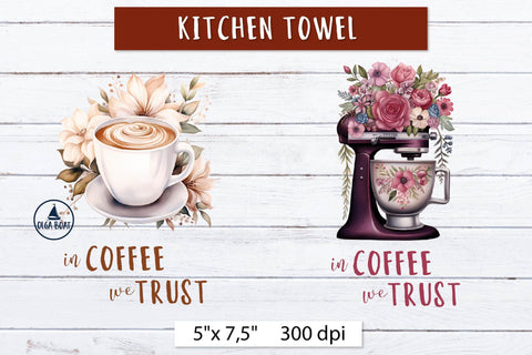 In Coffee we trust | Kitchen towel sublimation desigs Sublimation Olga Boat Design 