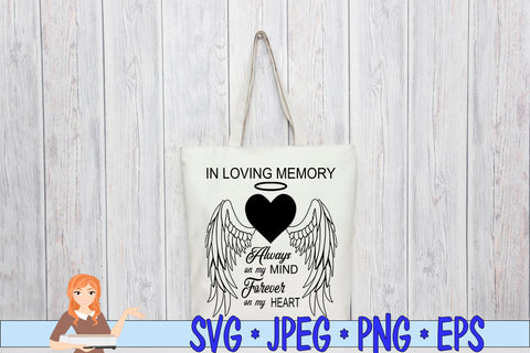 In Loving Memory Angel Wings & Heart SVG Family Creations 